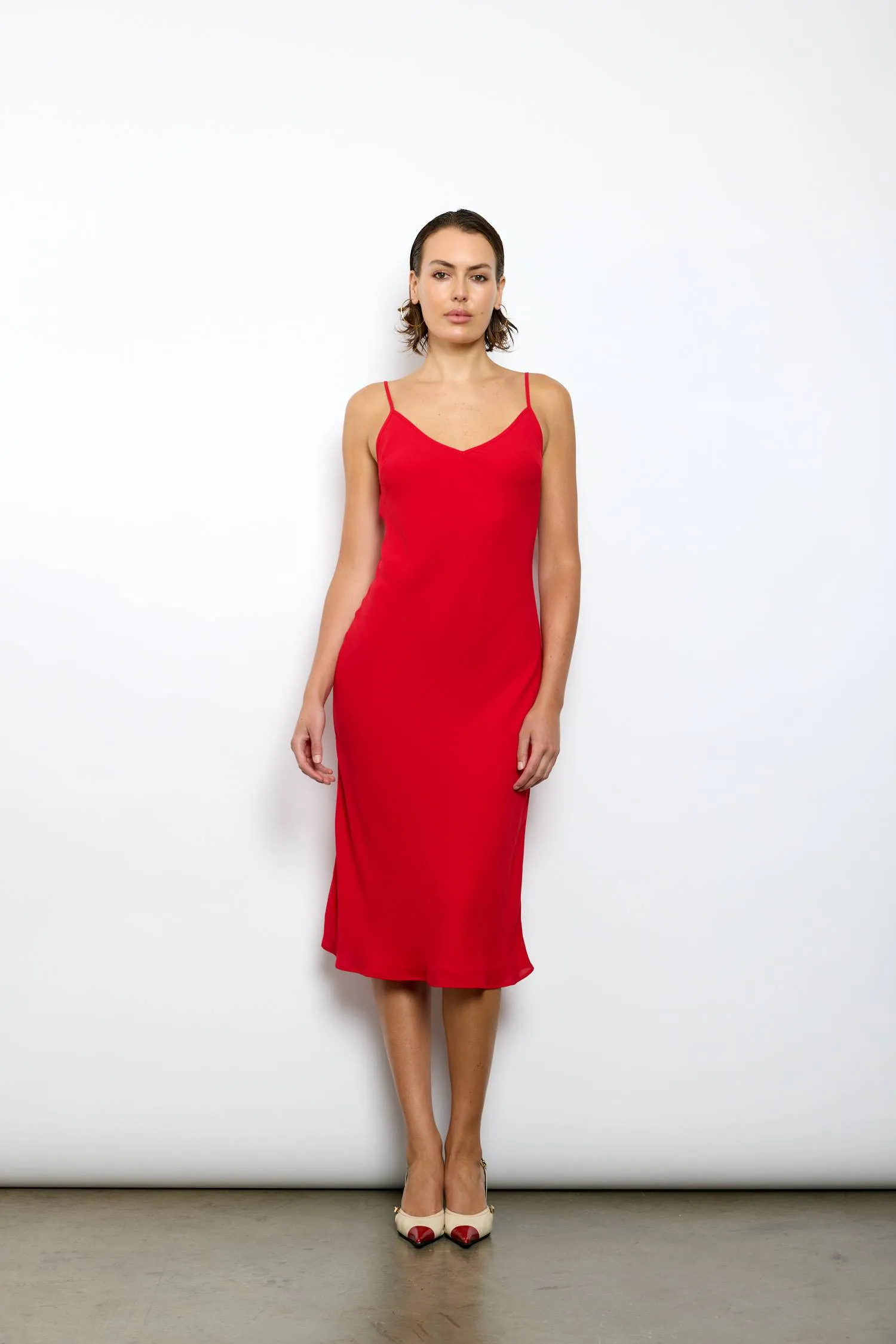 Georgette Midi Dress | Cherry Red