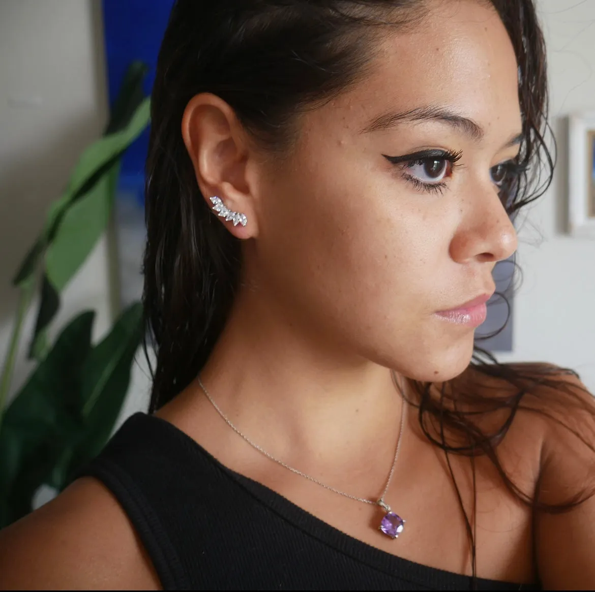 Goddess Sparkle Water Drops CZ Ear Crawlers (Earrings)