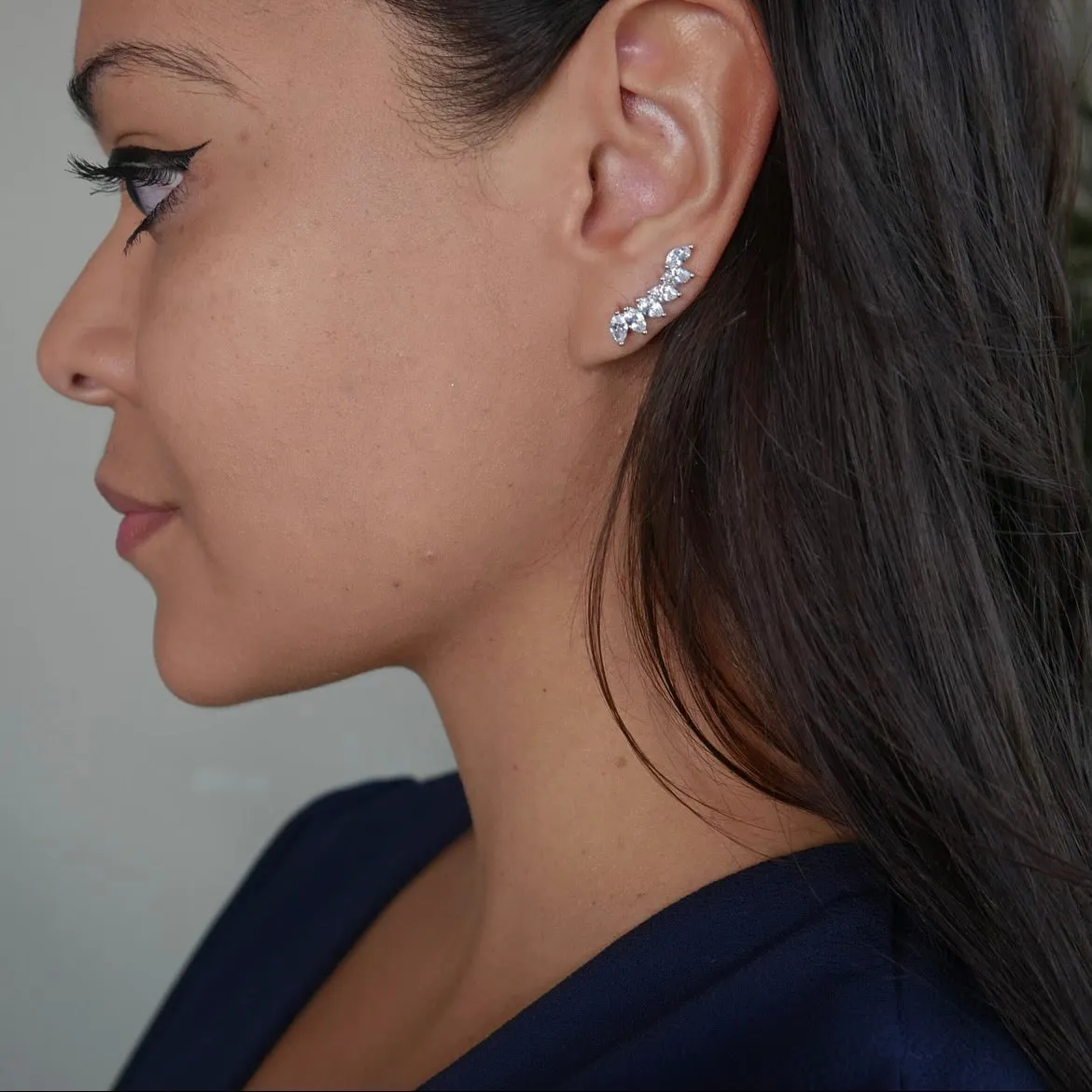 Goddess Sparkle Water Drops CZ Ear Crawlers (Earrings)