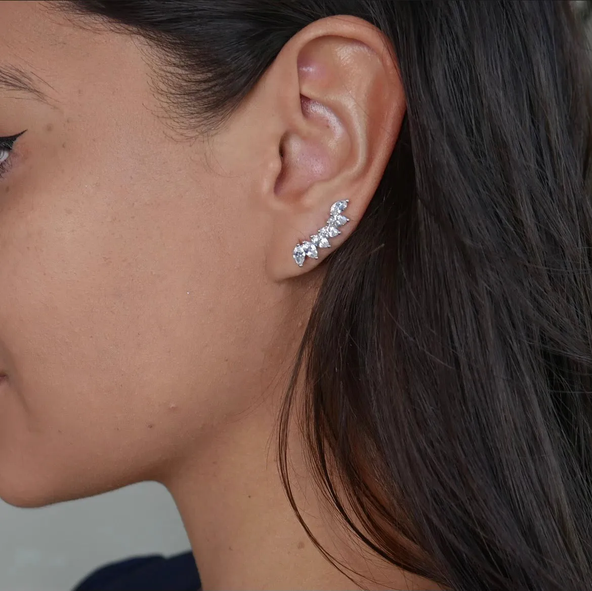 Goddess Sparkle Water Drops CZ Ear Crawlers (Earrings)