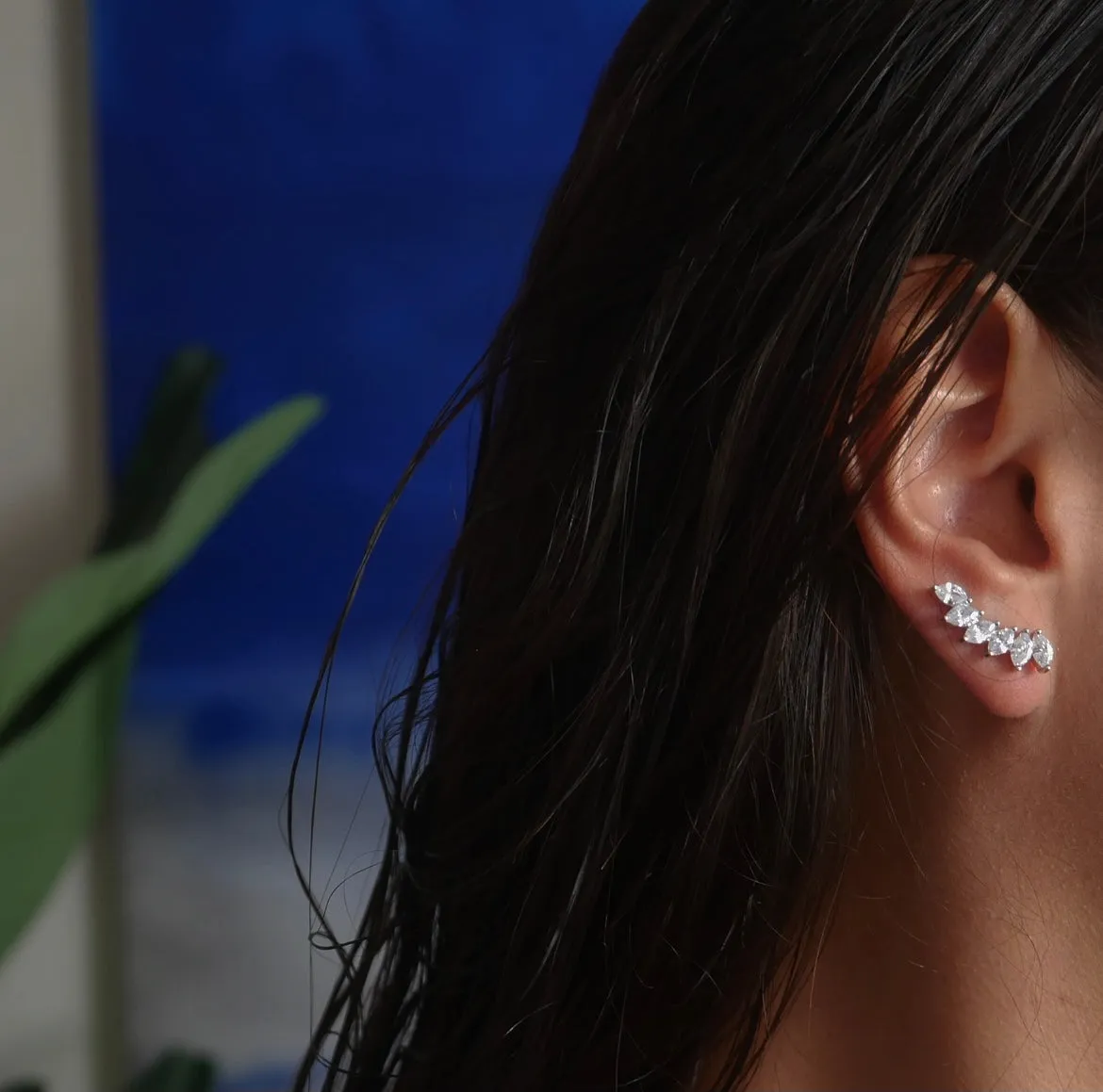 Goddess Sparkle Water Drops CZ Ear Crawlers (Earrings)