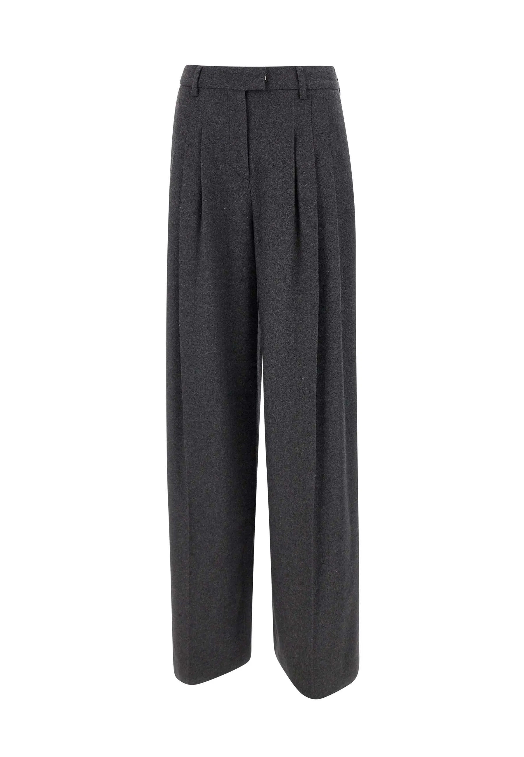 Grey Cotton Wool Palazzo Trousers