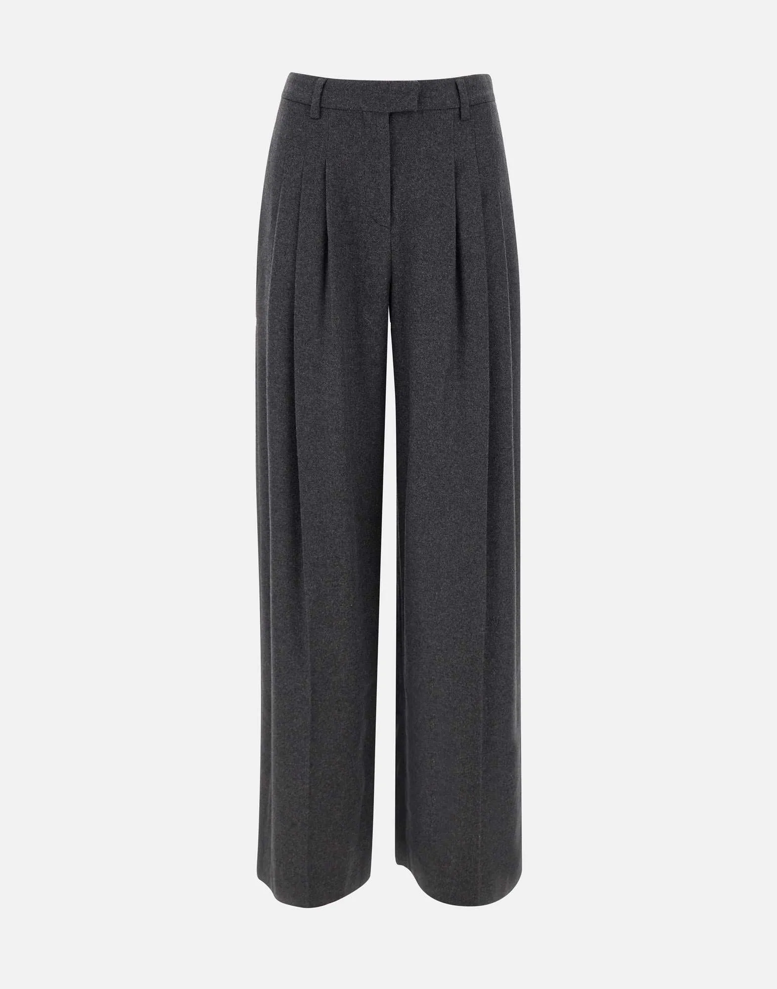 Grey Cotton Wool Palazzo Trousers