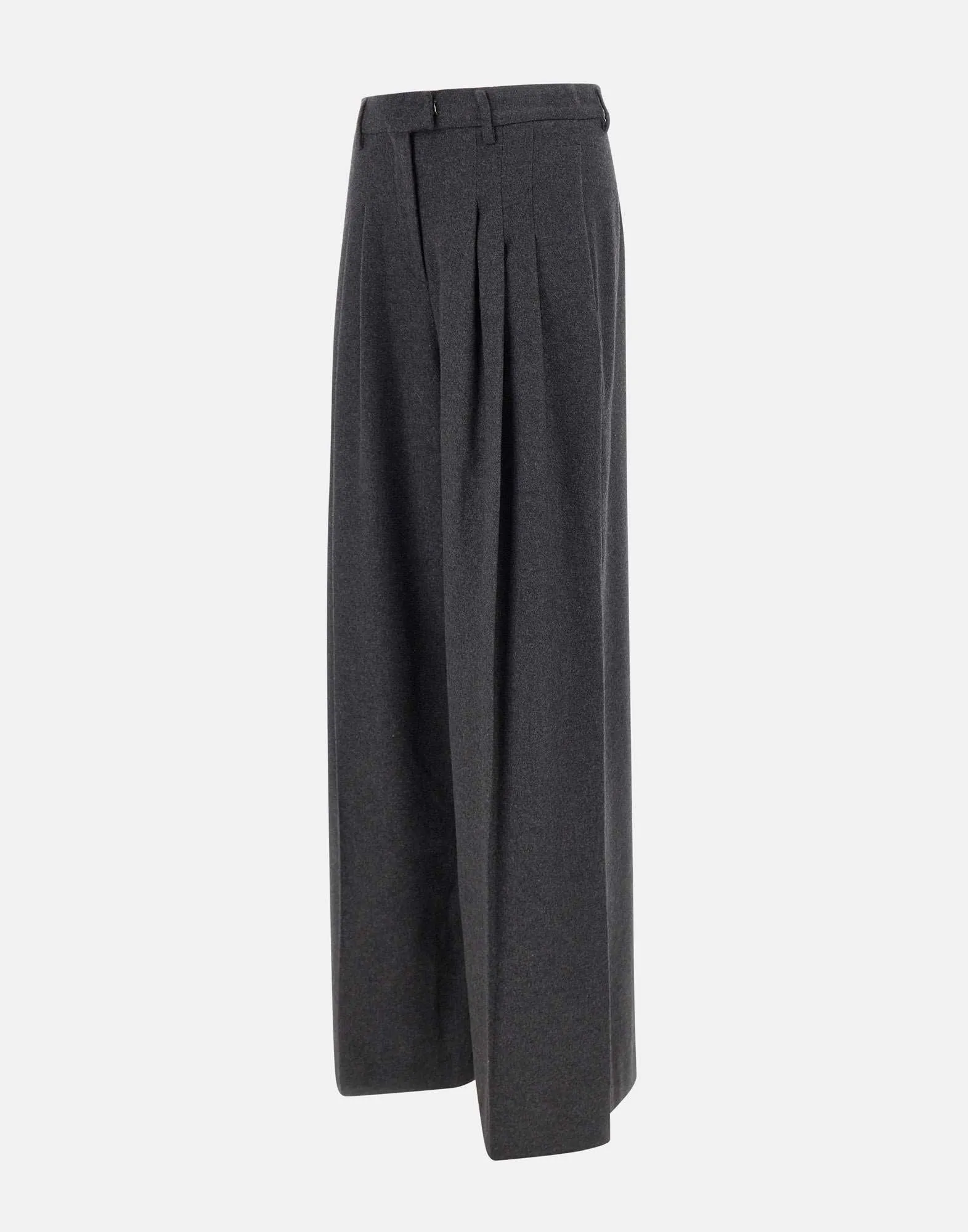 Grey Cotton Wool Palazzo Trousers