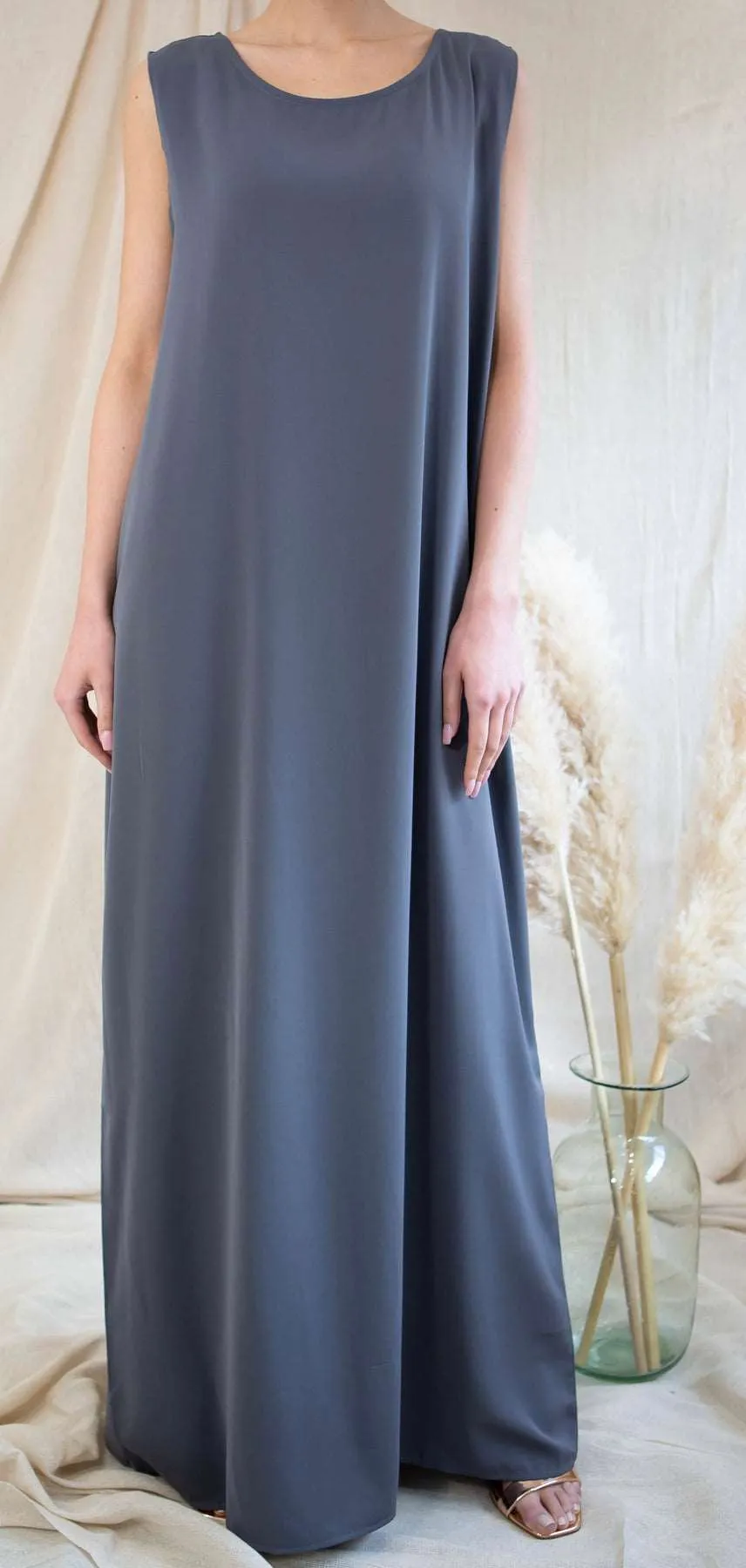 Grey Sleeveless Slip Dress
