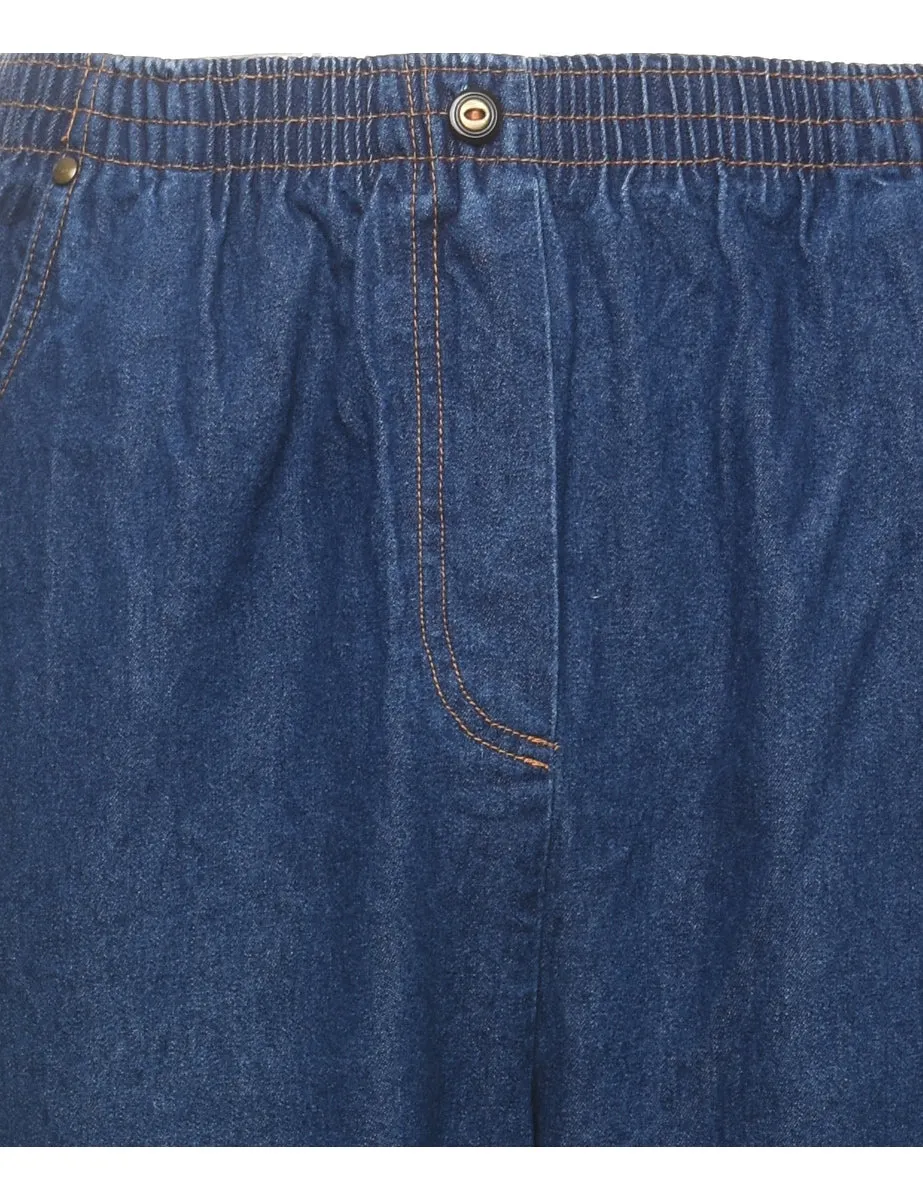 High Waist Dark Wash Denim Trousers - W28 L30