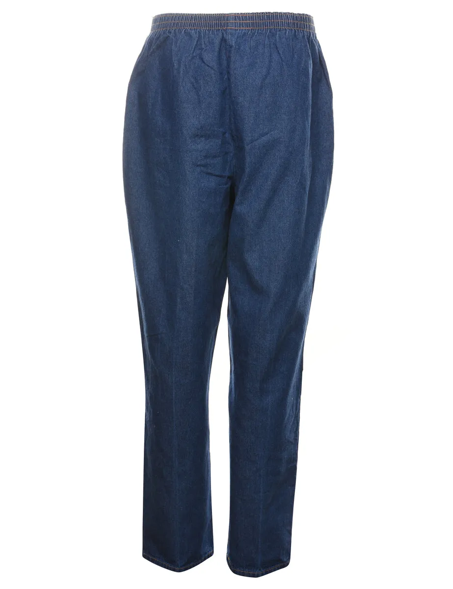 High Waist Dark Wash Denim Trousers - W28 L30