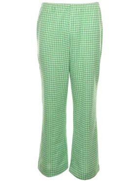 Houndstooth Light Green & Off-White Flared Trousers - W30 L28