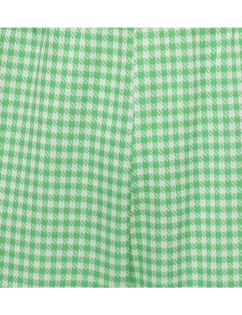 Houndstooth Light Green & Off-White Flared Trousers - W30 L28