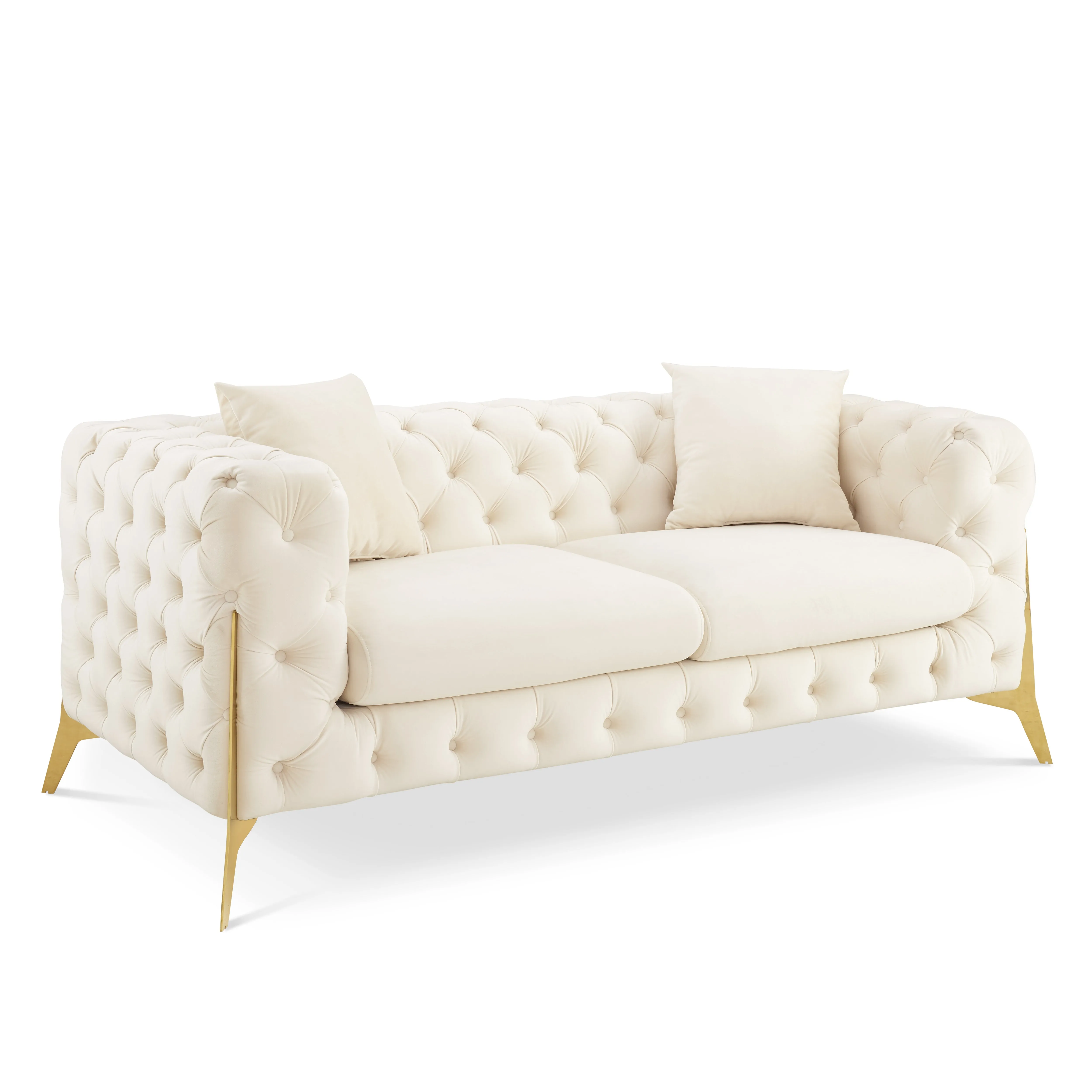 Jaguar 2 3 Seater Sofa Set Chesterfield Design Velvet, Cream Velvet