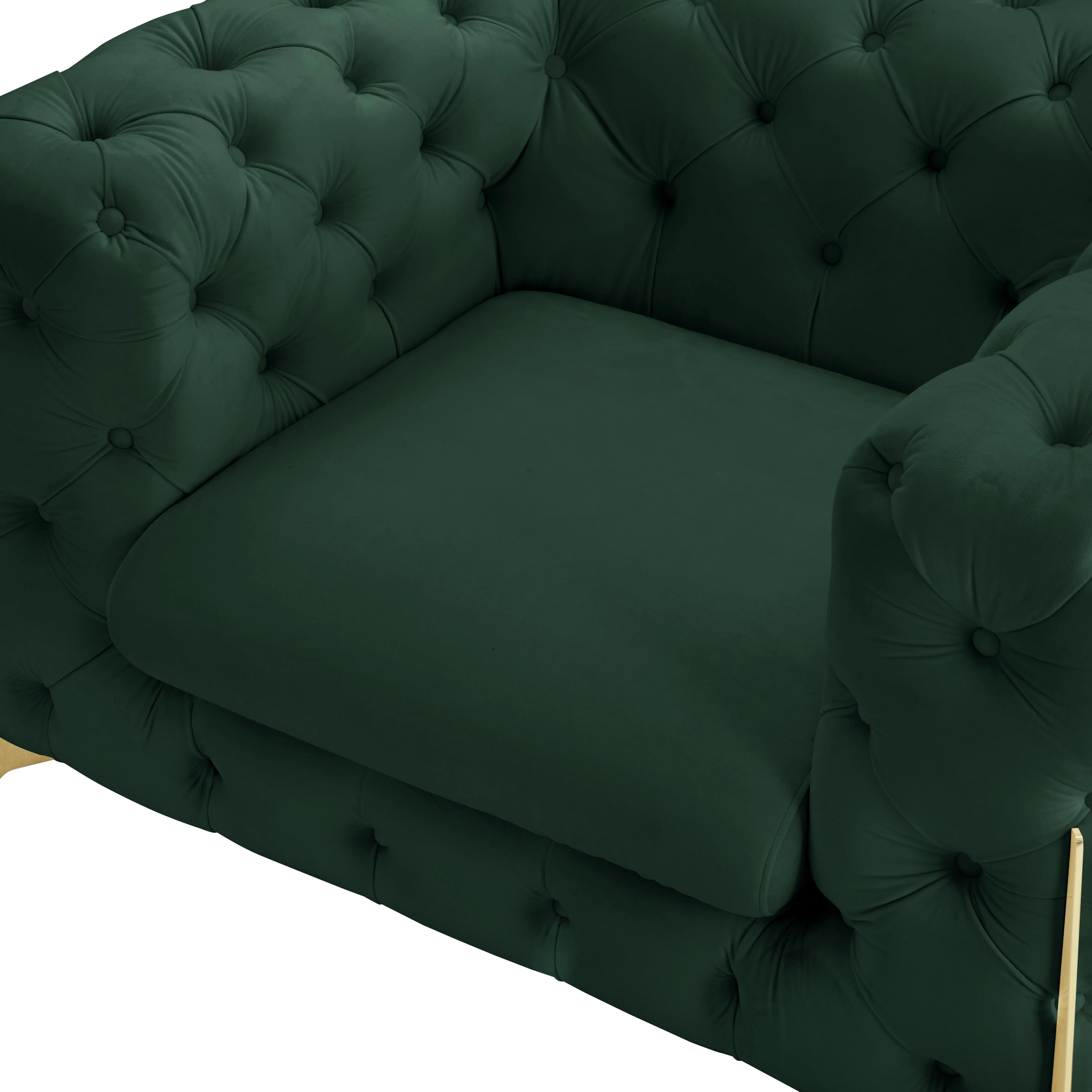 Jaguar Armchair Chesterfield Design Velvet, Dark Green Velvet