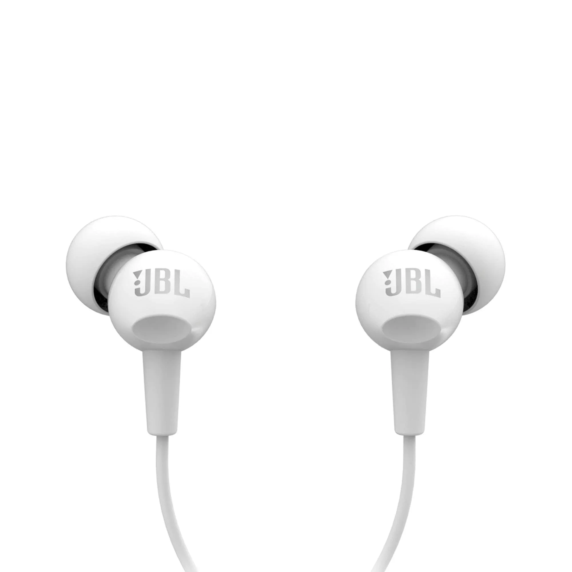JBL C100SI Wired In Ear Headphones with Mic, JBL Pure Bass Sound, One Button Multi-function Remote, Angled Buds for Comfort fit (White)