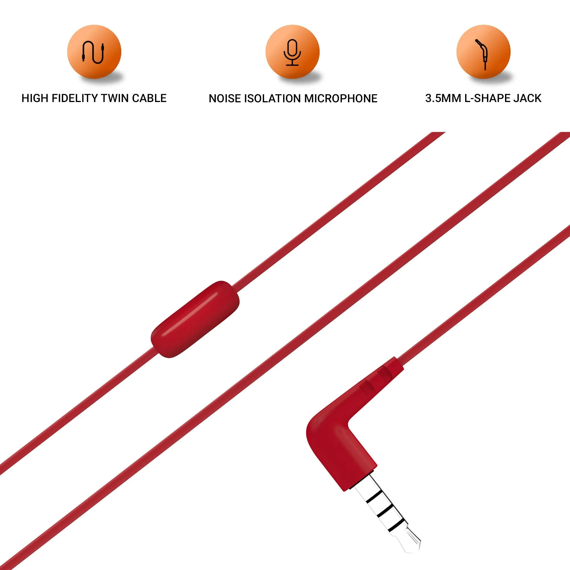 JBL C50HI, Wired in Ear Headphones with Mic, One Button Multi-Function Remote, Lightweight & Comfortable fit (Red)