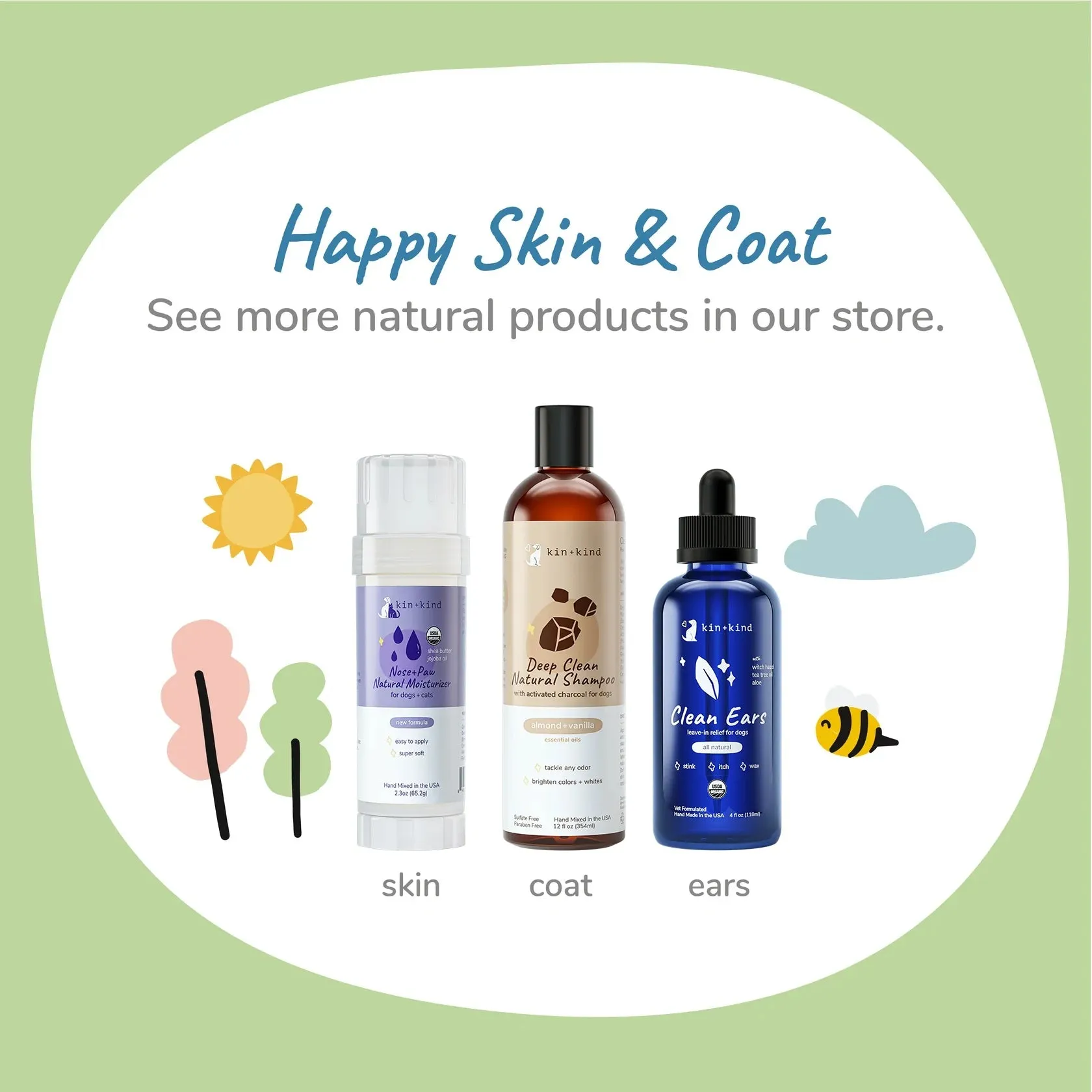 Kin   Kind - Natural Kitty Ear Cleaner 4 fl oz