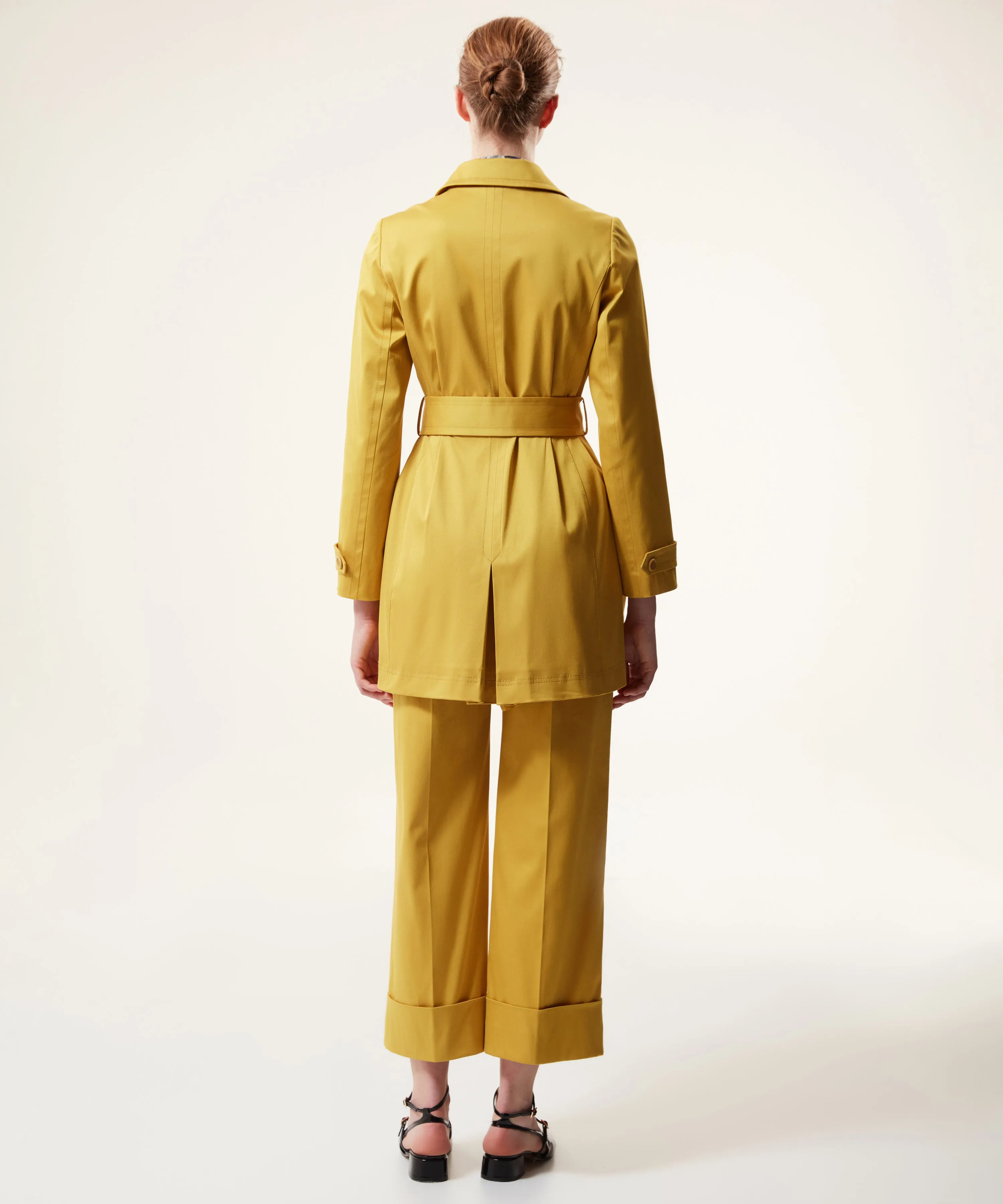 Machka Embroidered Twill Top Coat Yellow
