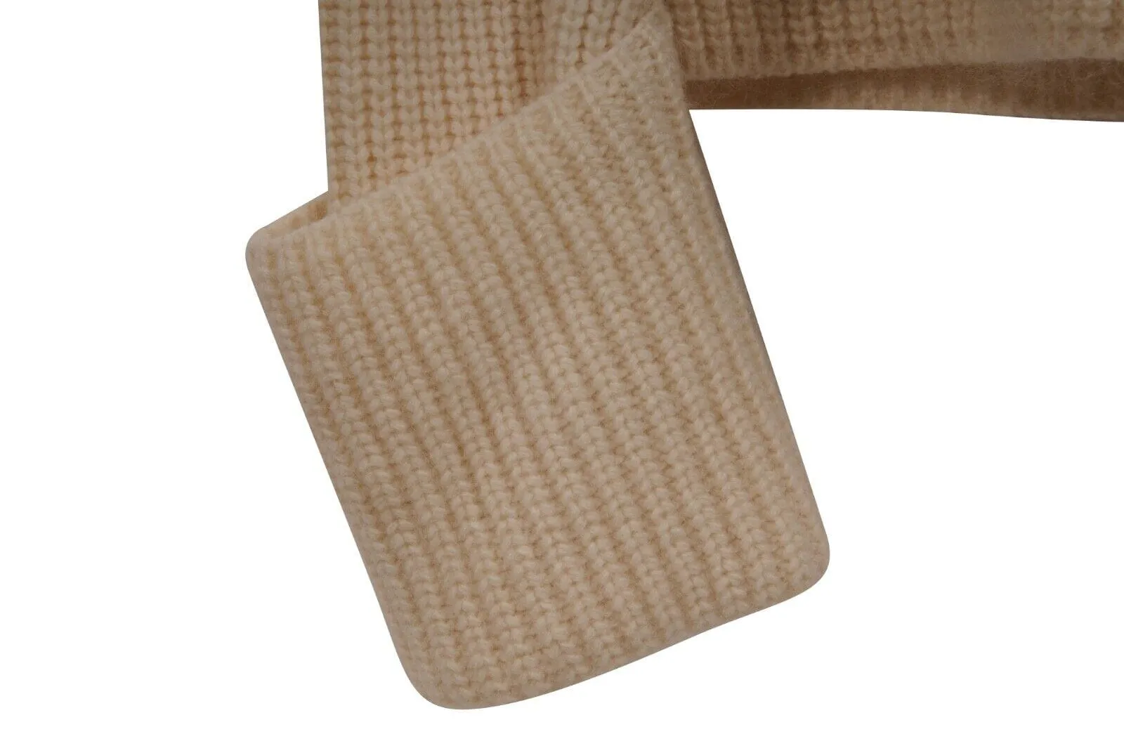 Maglione Tricot Girocollo Large Cream Tan Ribbed Sweater Wool