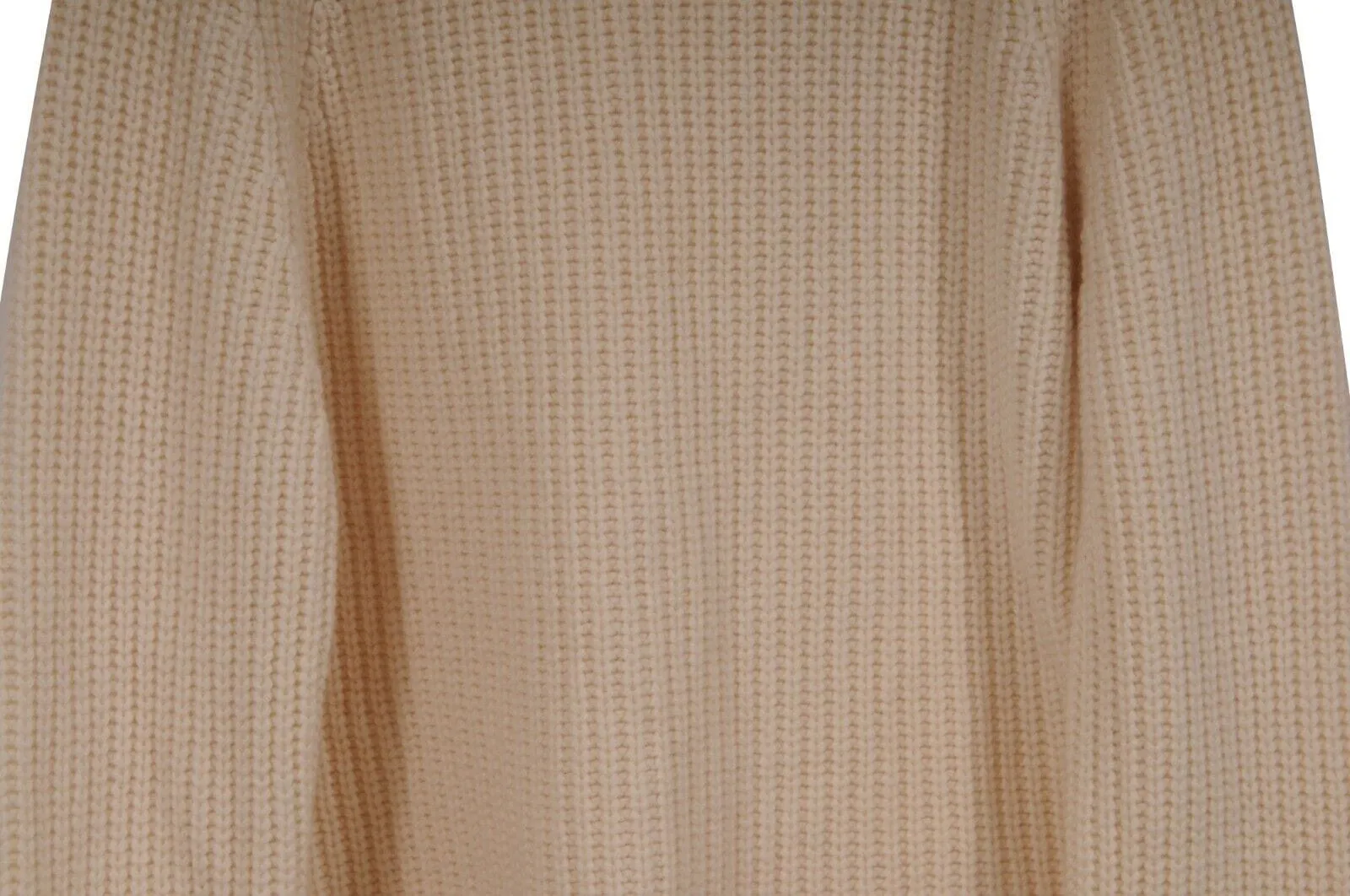 Maglione Tricot Girocollo Large Cream Tan Ribbed Sweater Wool