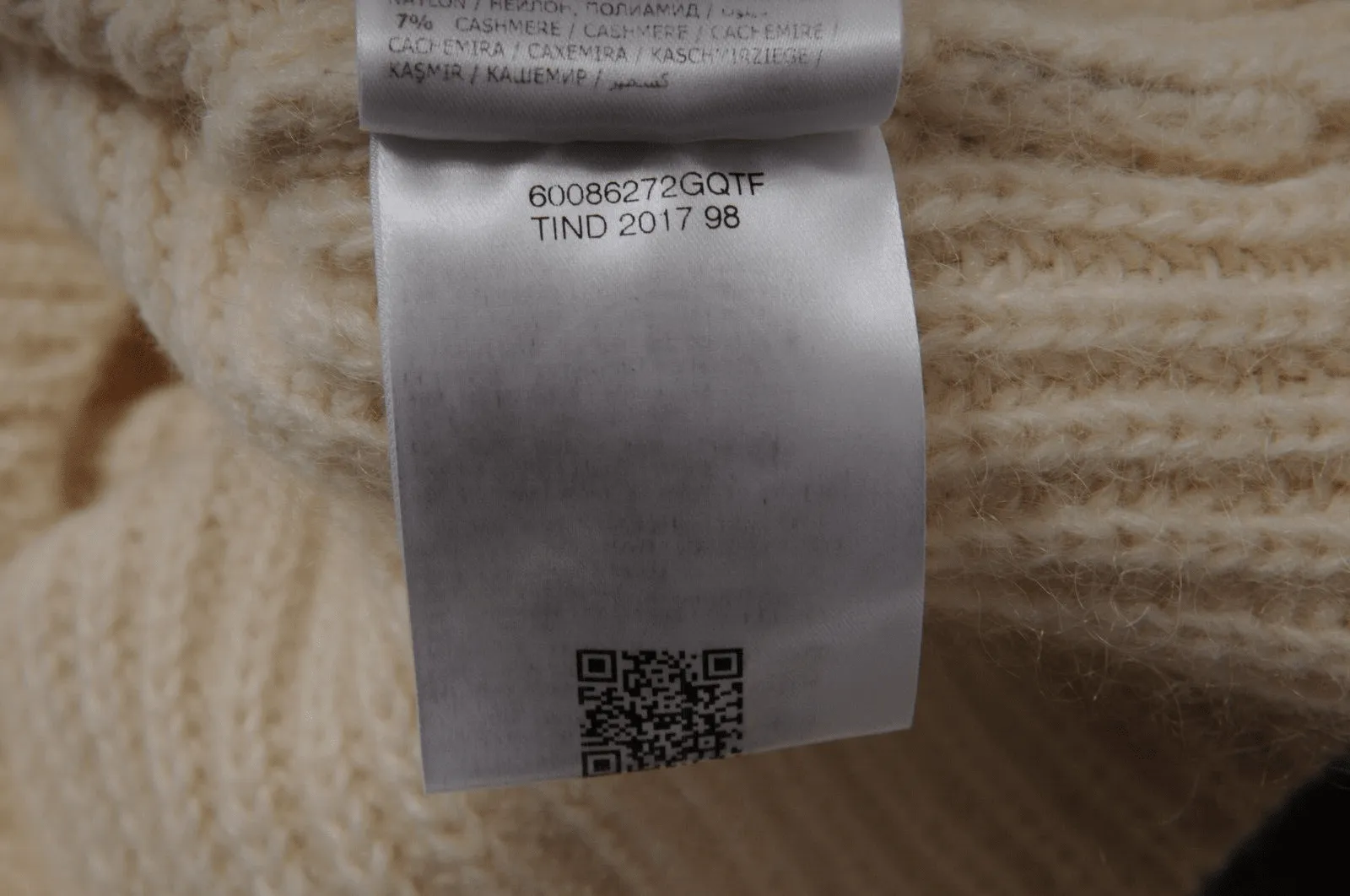 Maglione Tricot Girocollo Large Cream Tan Ribbed Sweater Wool