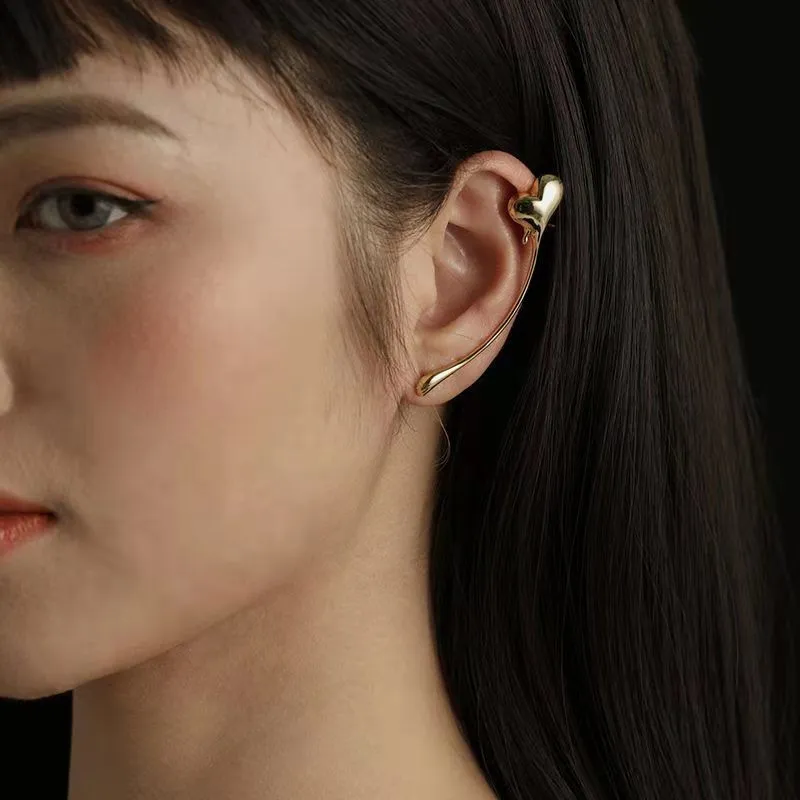 Melting My Heart Bronze Stud with Ear Bone Clamp