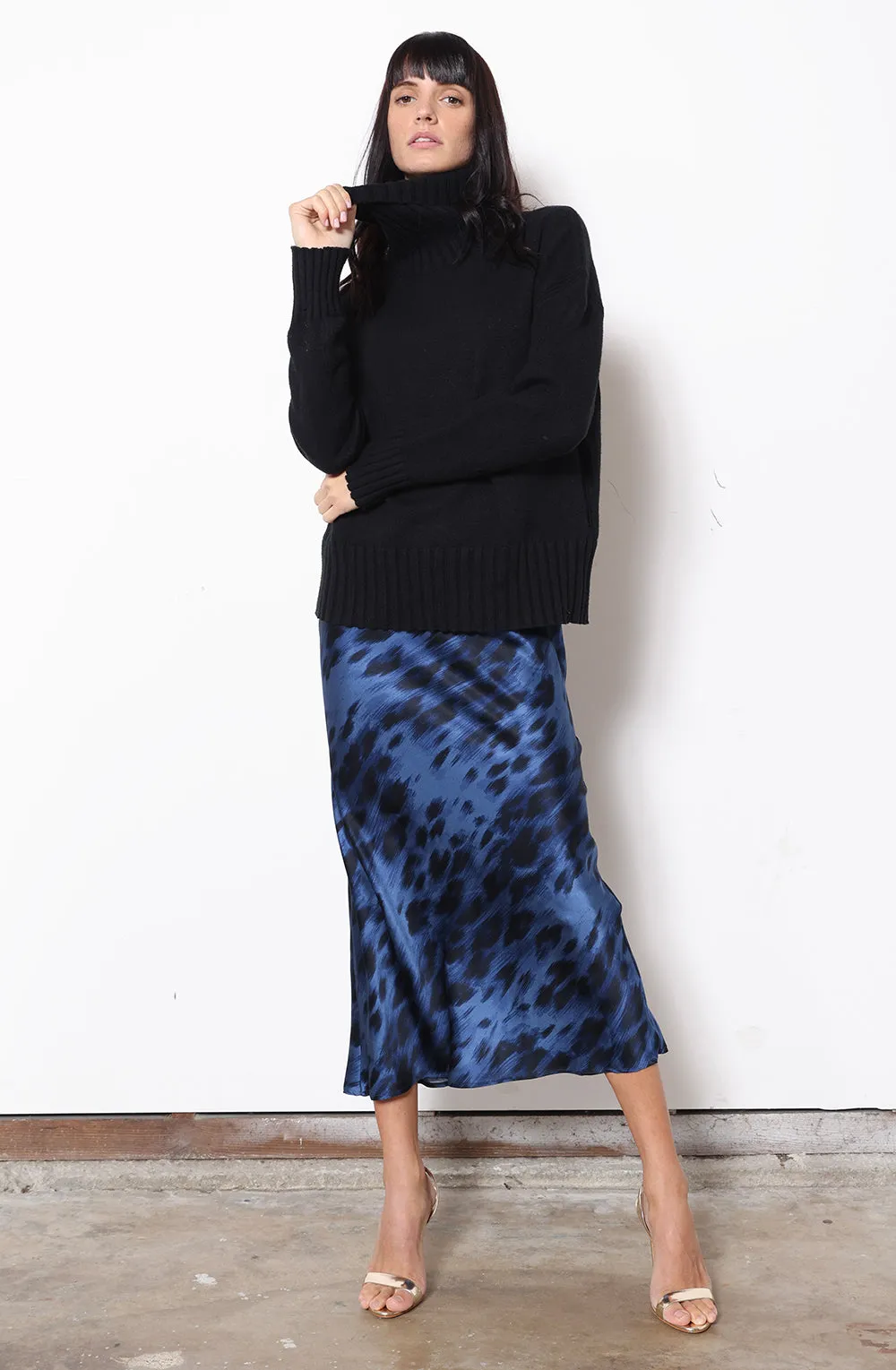 Midi Slip Dress   Blue Kitty Stretch Silk