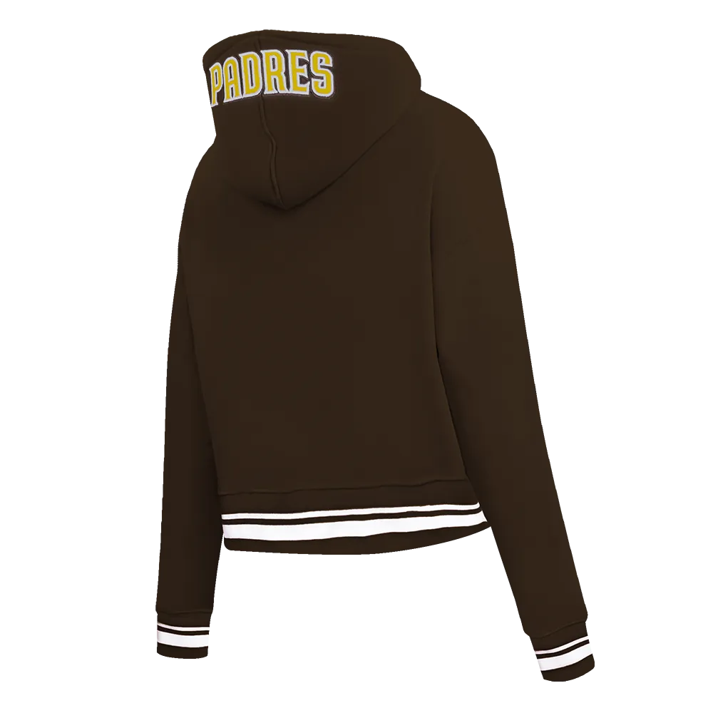 MLB SAN DIEGO PADRES MASHUP WOMEN'S RIB CROPPED PO HOODIE (BROWN)