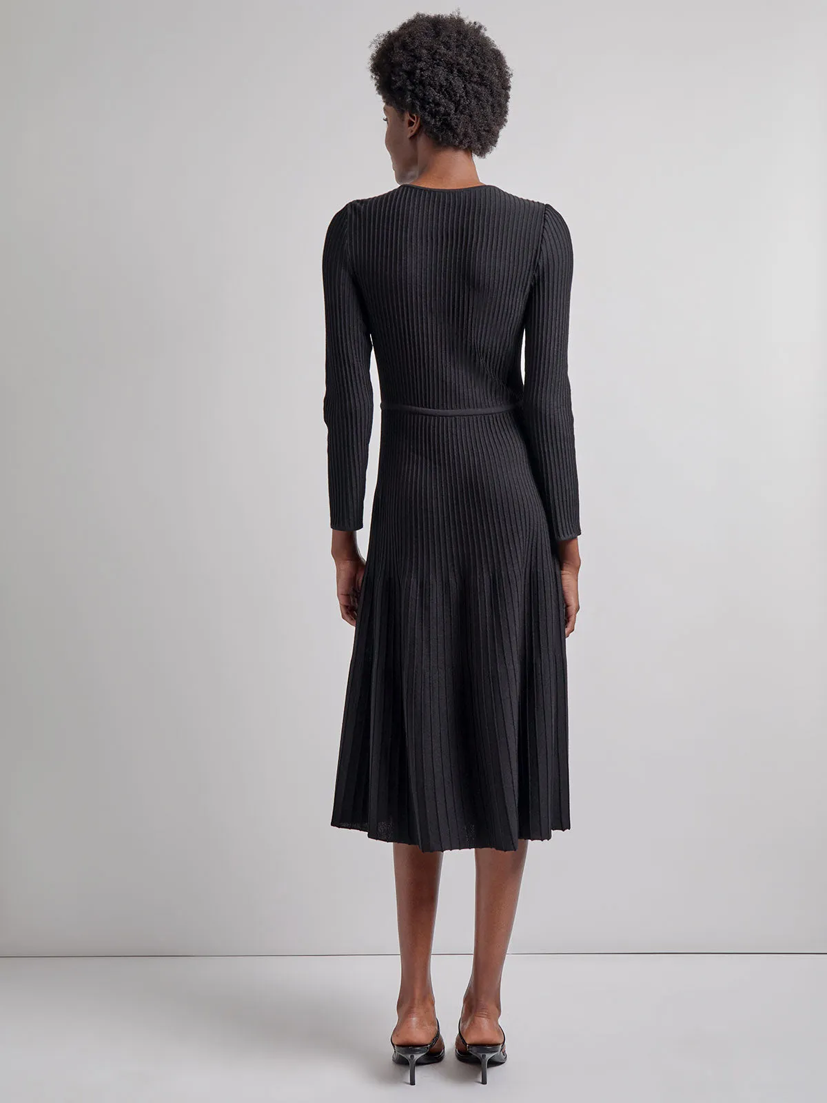 Modern Fit & Flare Ribbed Soft Knit Midi Dress