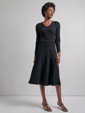 Modern Fit & Flare Ribbed Soft Knit Midi Dress