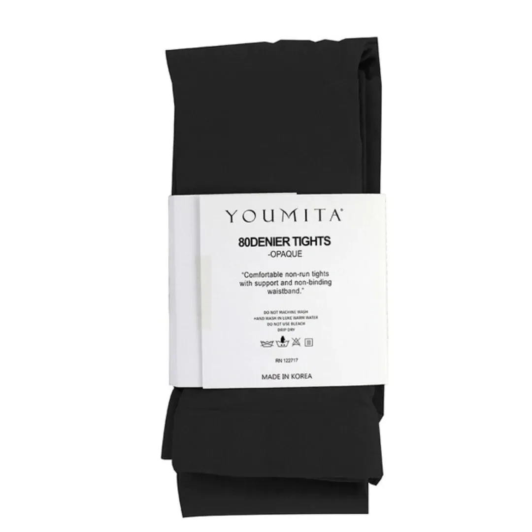 Non-run Opaque Tights with Non-binding Waistband