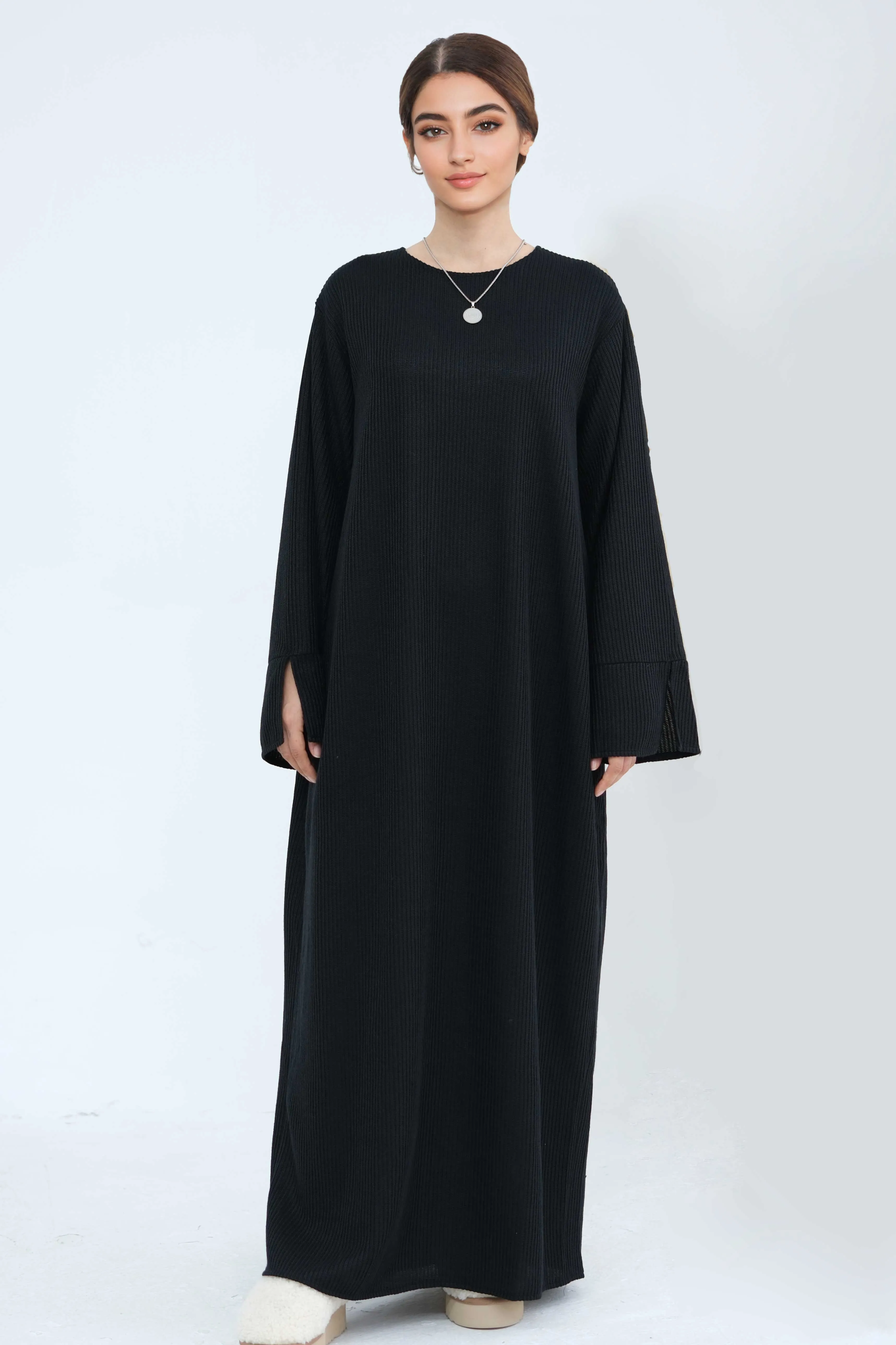 NOOR Knit Maxi Dress Abaya 912-Black