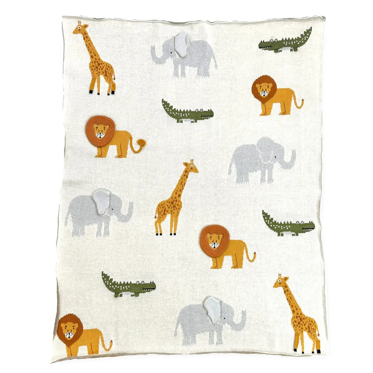 Organic Cotton 3D Knit Baby Blanket: Savannah Safari