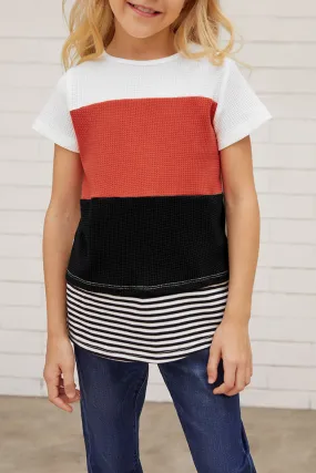 Parent-child Colorblock Striped Girls' T-shirt