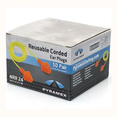 Pyramex RP3001 Series Reusable Corded Earplugs 50/Box