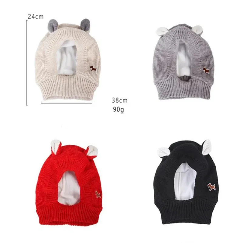 Quiet Dog Ear Muffs | Noise Protection Pet Ear Covers | Knitted Hat for Anxiety Relief | Winter Warm Earmuffs for Medium & Large Dogs