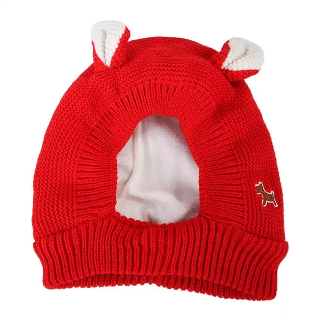 Quiet Dog Ear Muffs | Noise Protection Pet Ear Covers | Knitted Hat for Anxiety Relief | Winter Warm Earmuffs for Medium & Large Dogs