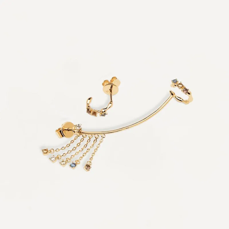 Rainbow Bright Tassel Stud Earring and Bone Clip Set