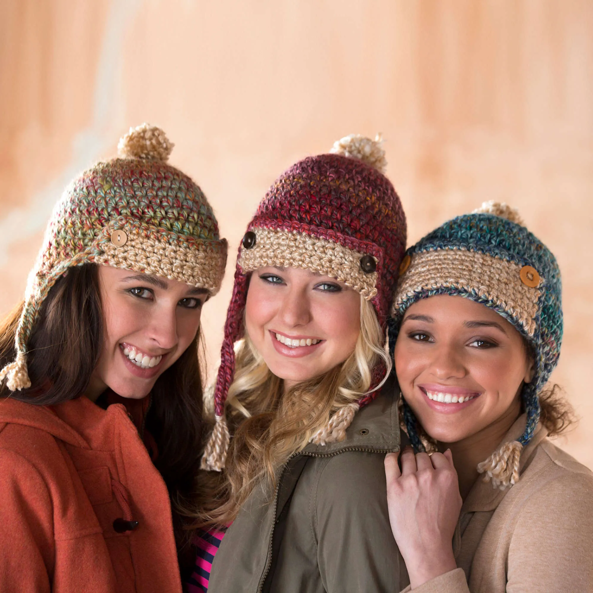 Red Heart Crochet Chic Aviator Hats