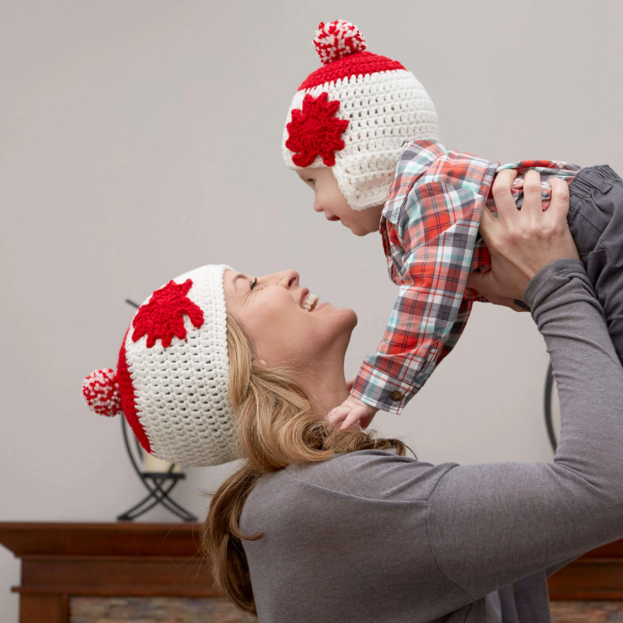 Red Heart Crochet Maple Leaf Earflap Hat
