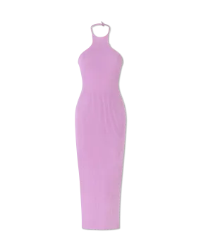 Ribbed Knit Halterneck Tank Maxi Dress