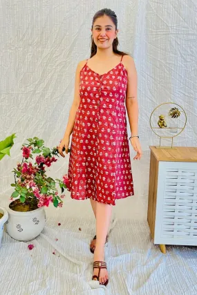 Rust Block Print Slip Dress