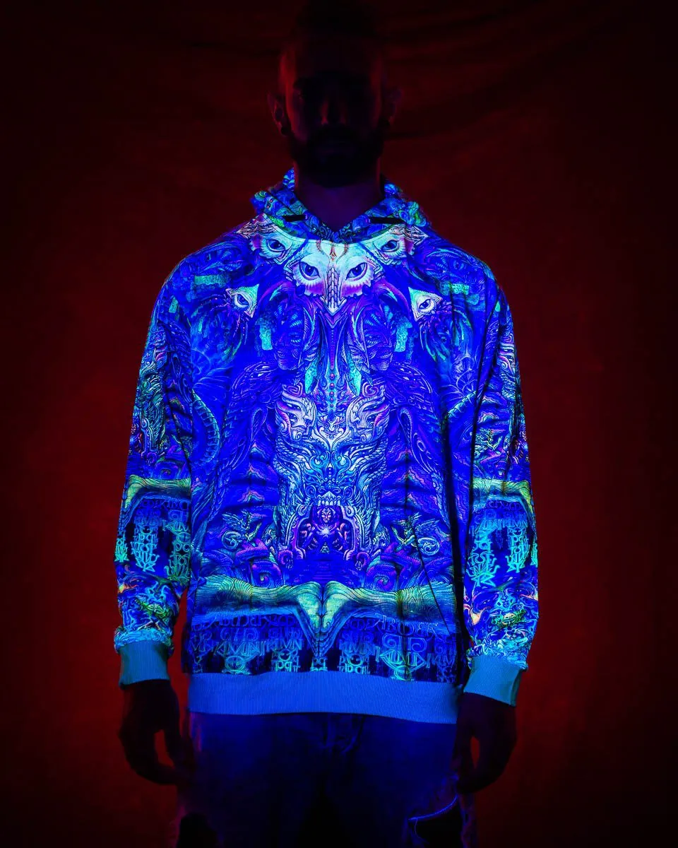 Sacred Geometry Hoodie | UV Hoodie | Fractal Hoodie | Psy Clothing | Festival Hoodie | Psychedelic Sweater | Alpha Centauri - UV (HD)