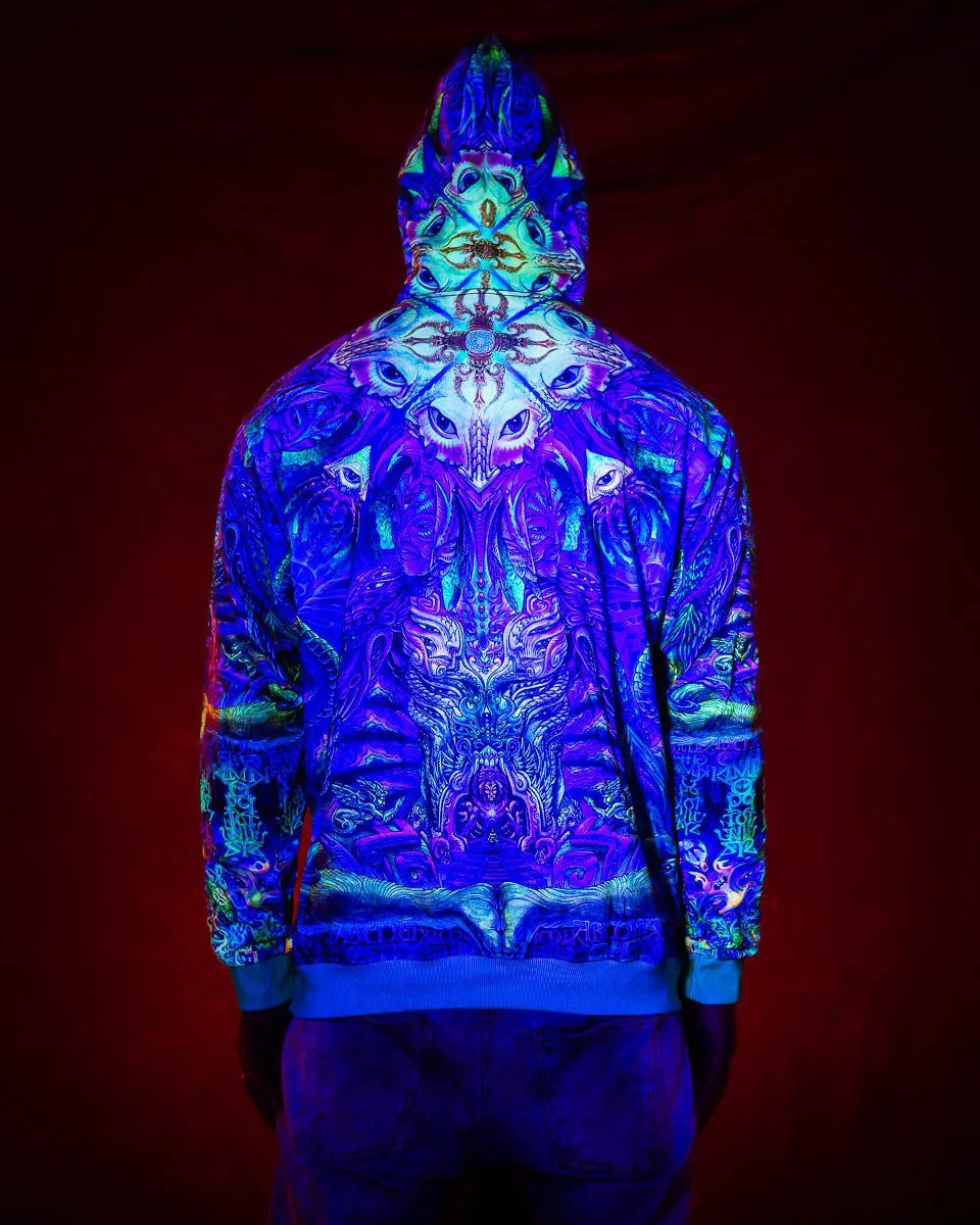 Sacred Geometry Hoodie | UV Hoodie | Fractal Hoodie | Psy Clothing | Festival Hoodie | Psychedelic Sweater | Alpha Centauri - UV (HD)