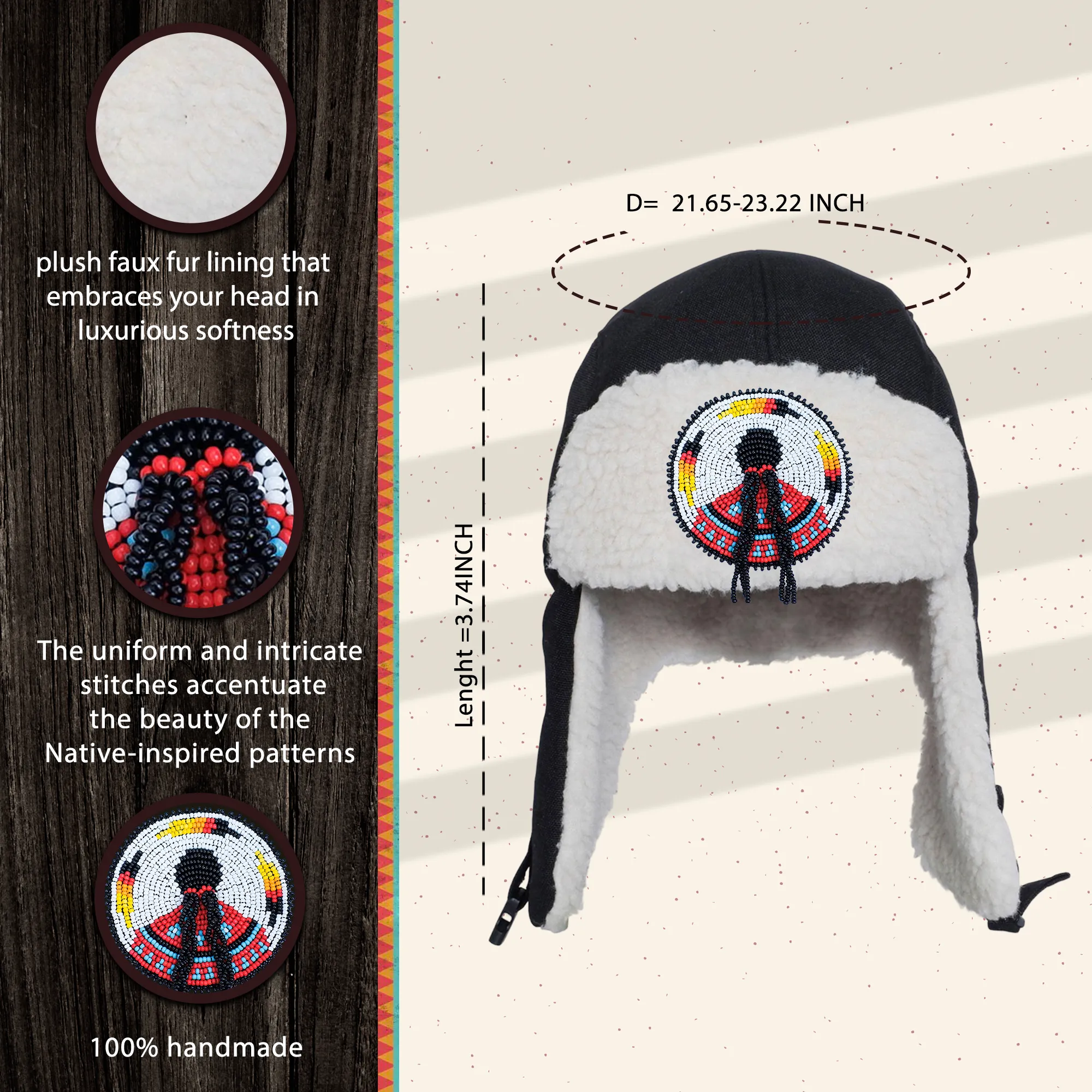 SALE 50% OFF - MMIW Winter Trapper Hats for Men Women Native American Style