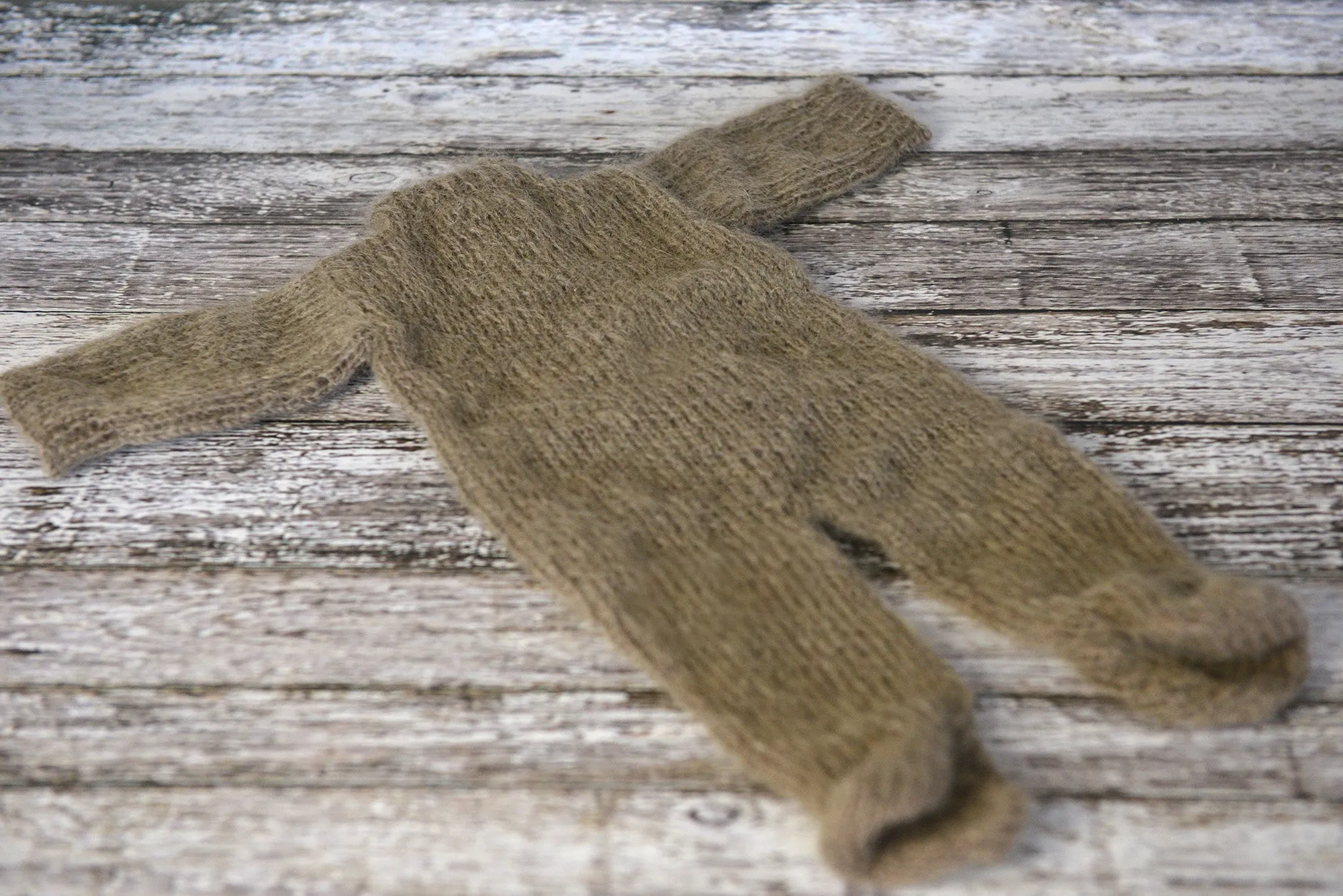 SET Mohair Bear Bonnet and Suit - Brown