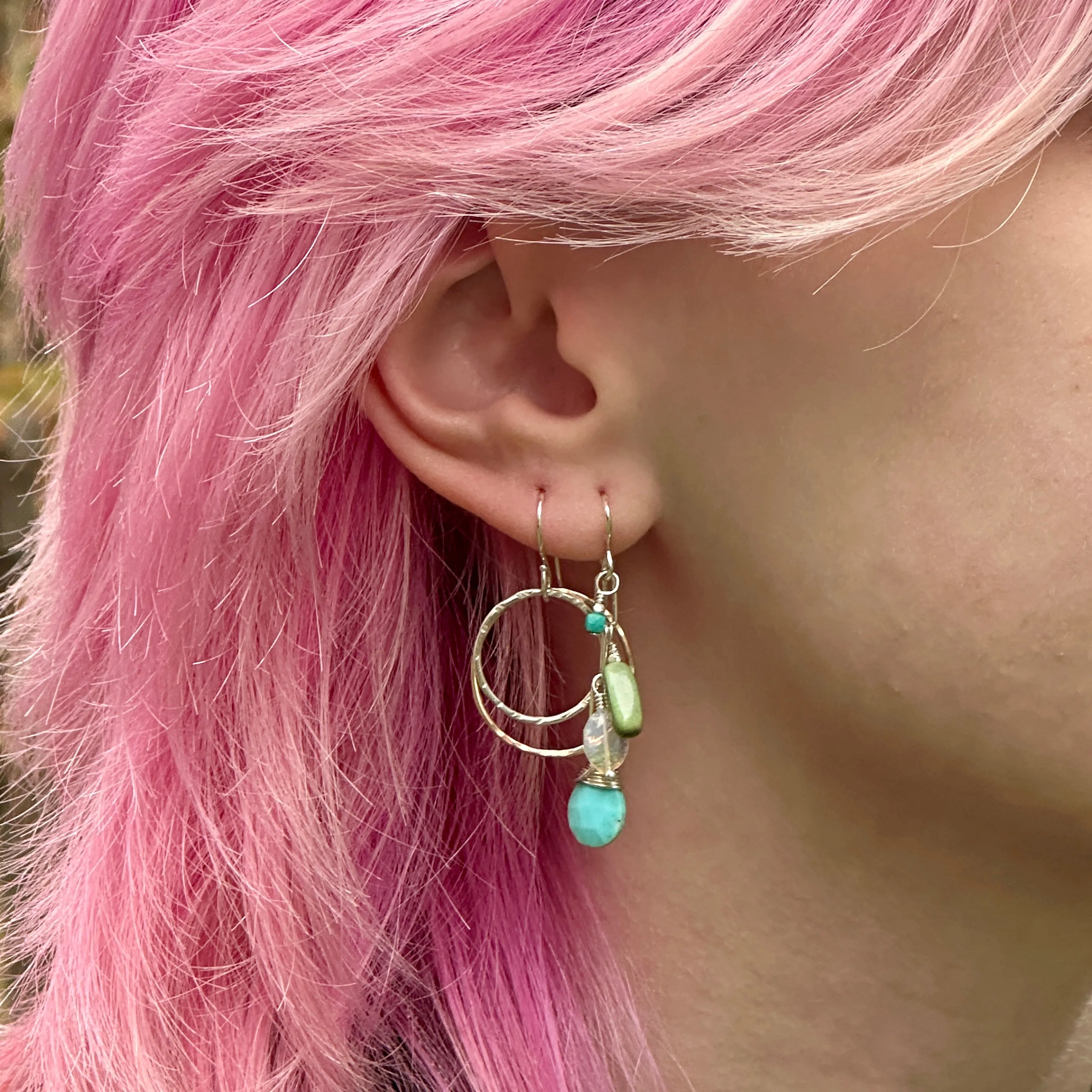 Silver in Gold Circle Earrings
