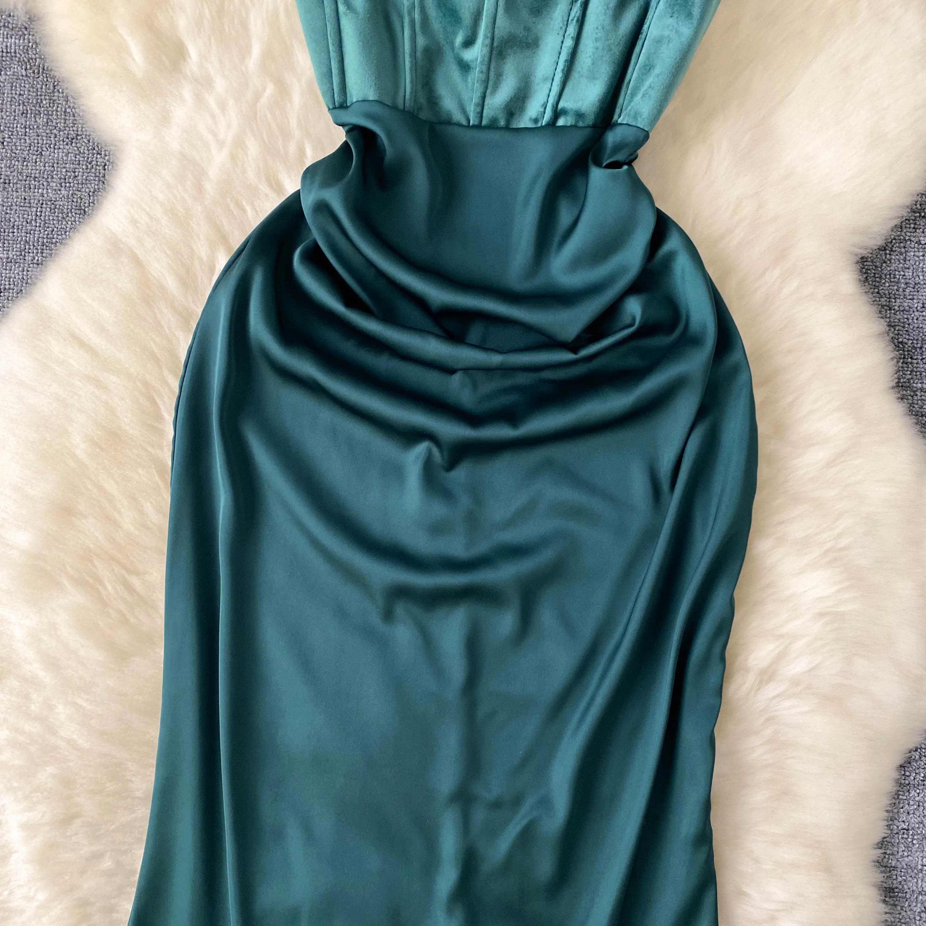 Slim-fit Fishbone Satin Slip Dress
