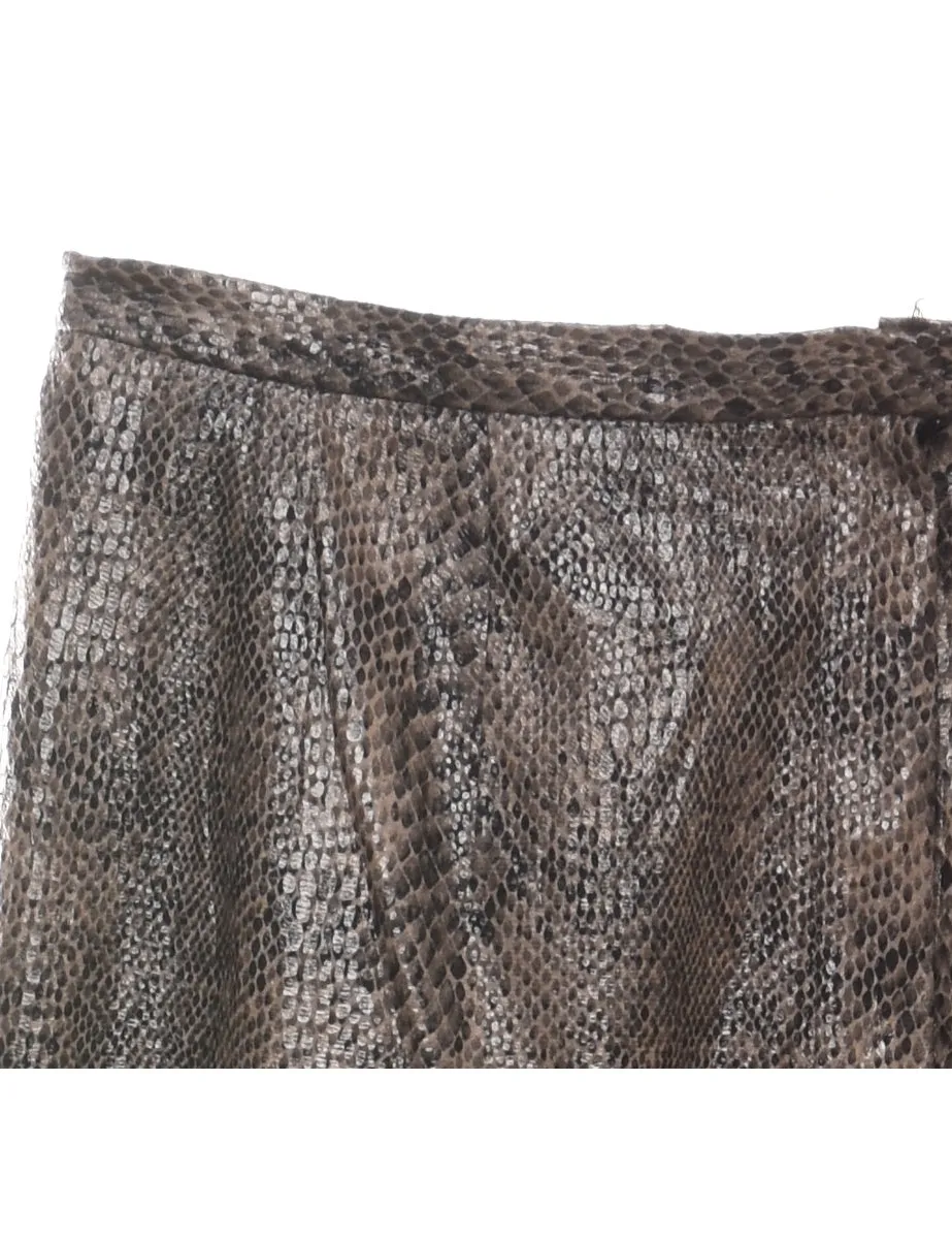 Snakeskin Pattern Brown Tapered Trousers - W32 L29