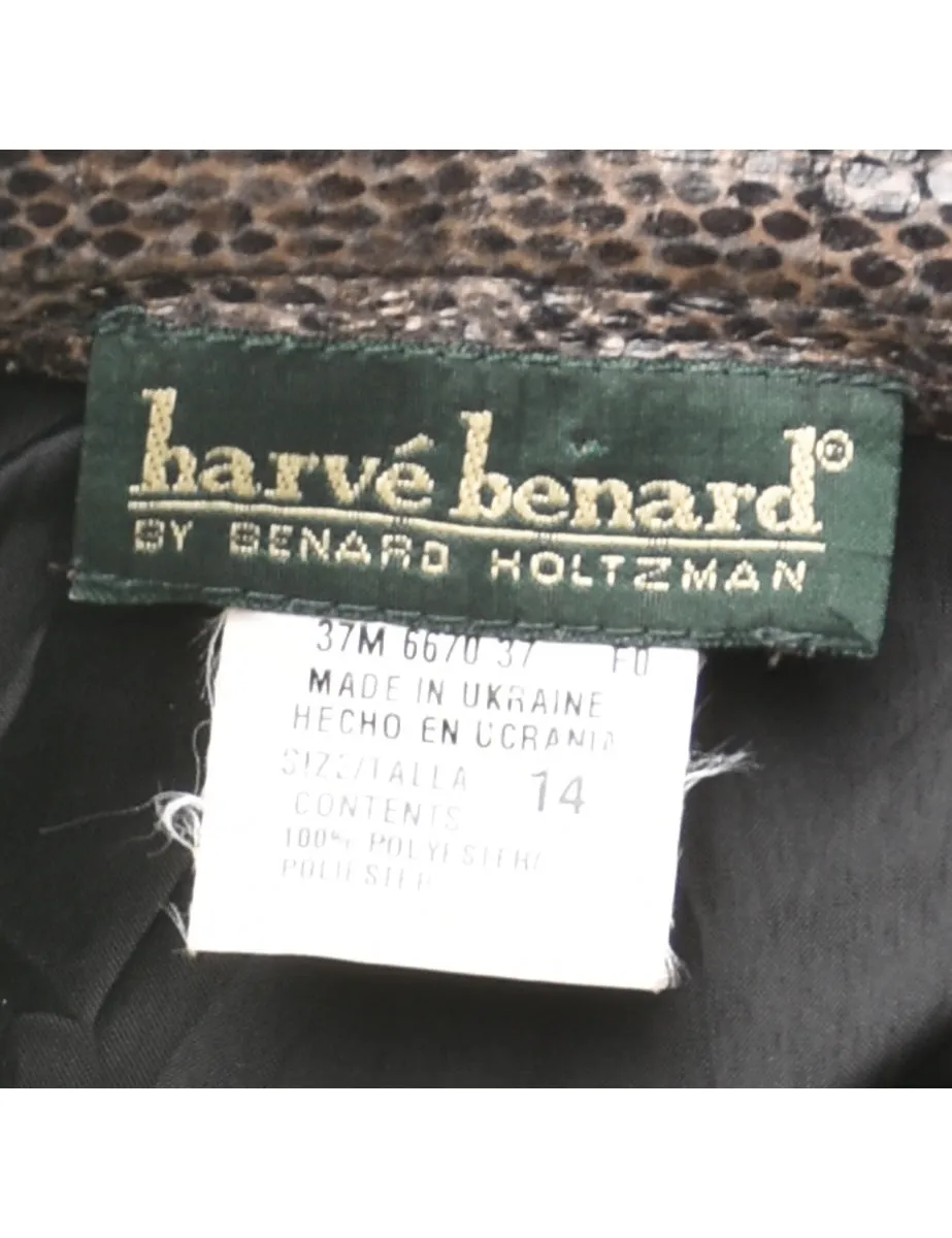 Snakeskin Pattern Brown Tapered Trousers - W32 L29