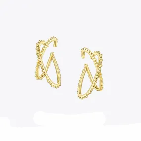 Spiked Criss Crossed Oval Gold Ear Cuffs | No Piercing