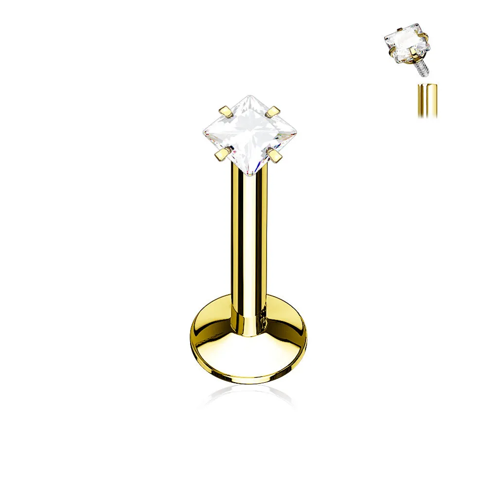 Square Gemstone Stud