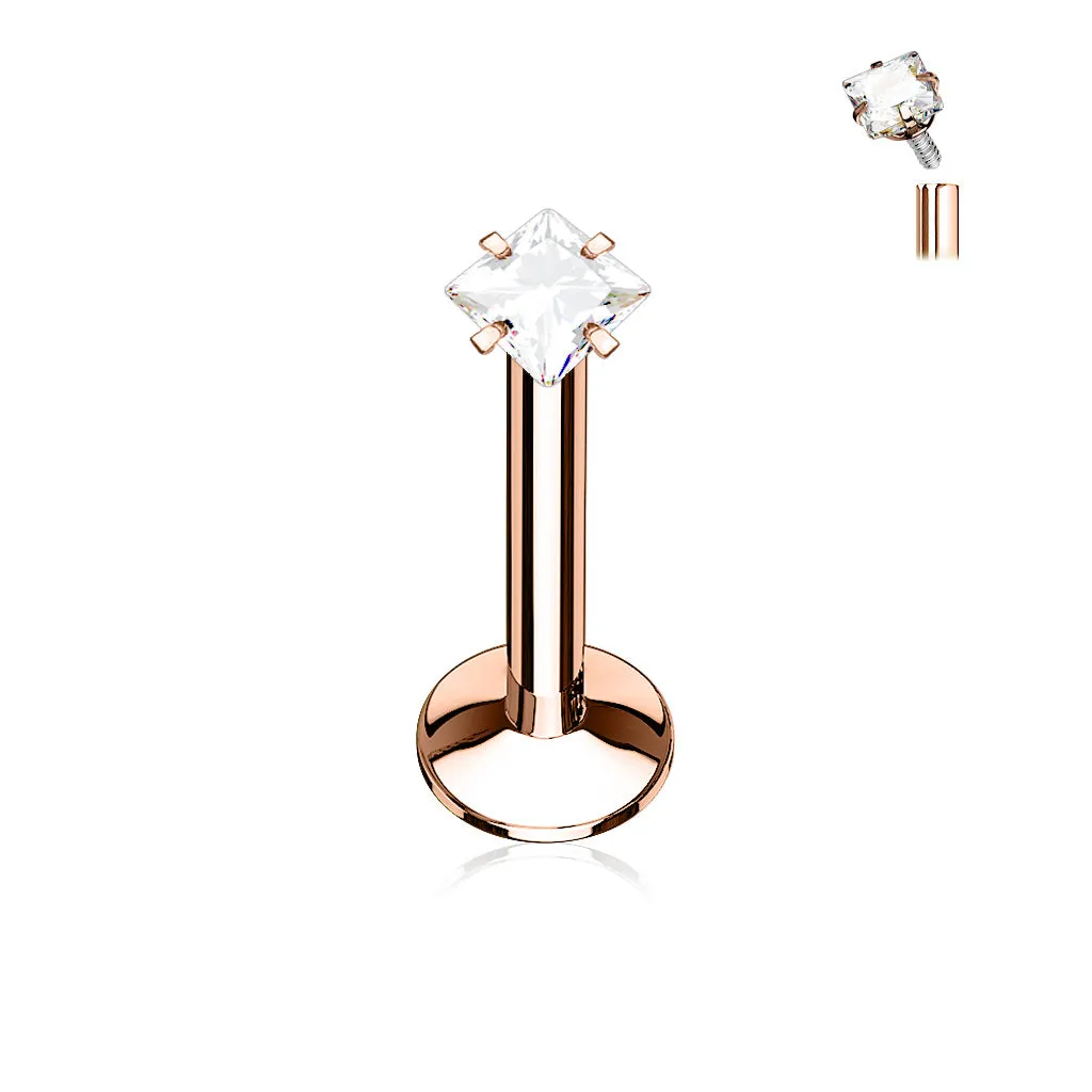 Square Gemstone Stud